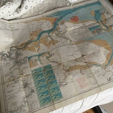 Vintage Stanford’s Coloured Chart Of The Rivers Medway and Swale HM Coastguard 