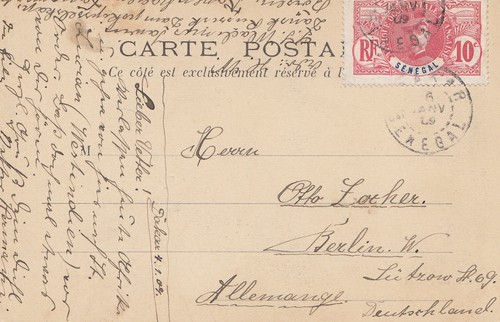 Senegal 1909 dakar postcard - 1909:,