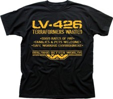 LV426 Terraformers wanted WEYLAND  ALIENS PROMETHEUS black t-shirt FN9493
