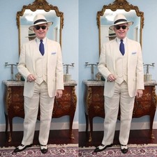 Ivory Linen Men's Suits Summer
