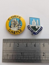 Corfe Castle Vintage Pin Badges Enamel & Tin