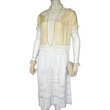 Antique dress flapper twenties day cotton silk garden party Downton Medium