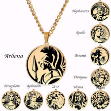 Greek Mythology God Goddess Pendant Necklace Ancient Jewelry Ares Zeus Artemis
