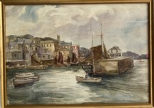 Antique Watercolour Painting Sidney James Beer 1875-1952 FALMOUTH QUAY CORNWALL