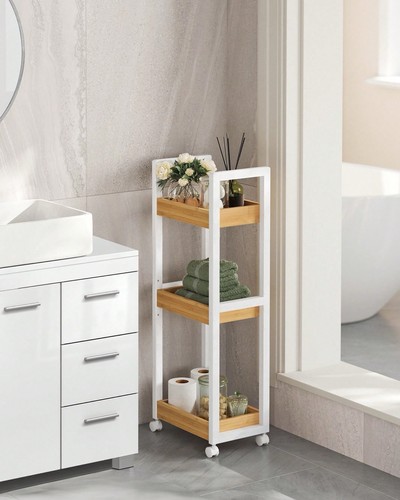 Beige bamboo slim storage - beige,