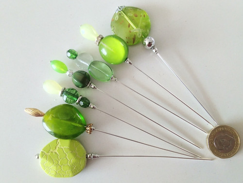 Vintage bead hat pins - bead, citrus