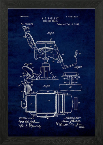 Barbers chair 1910 framed - chair, wall