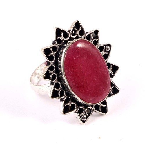 Ring red ruby cabochon - ruby,