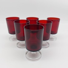 Luminarc Ruby Red Liqueur Sherry Glasses x6 100ml France Retro 9.3cm Vtg Retro