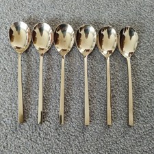 6 Rose Gold coloured shiny coffee spoons nickel bronze similar Scanline 11.8cm
