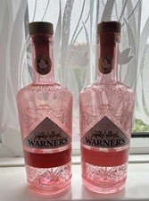 2 x Empty Warners Rhubarb Gin Coloured Glass Bottles Craft Upcycling 70cl