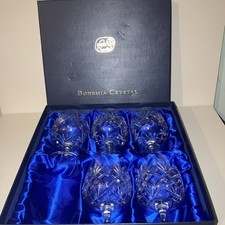 Bohemian Lead Crystal Brandy Glasses In Presentation Box 24% Pb