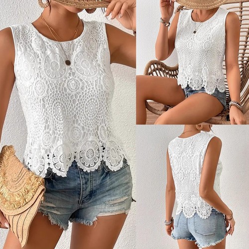 Women trendy white lace vest - trendy,