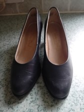 Womens Van-Dal Navy Blue Real Leather Mid Heel Court Shoes Size Eu38/Uk 5