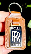 Rolls Royce Brown Leather Original Vintage 1980s Keyring Key Ring Fob Keychain