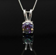 925 Sterling Silver Faceted Round Mystic Topaz Gemstone Ladies Pendant Necklace