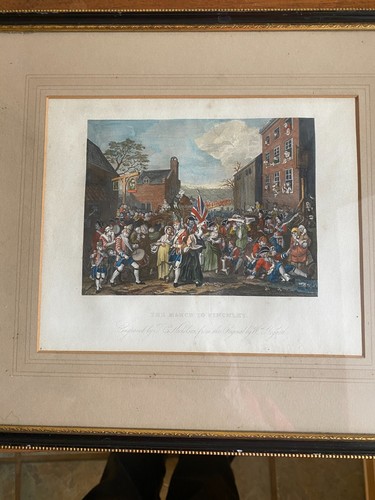Antique coloured etching - antique,