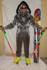 RODEO CRYSTAL Retro Ski Suit Retro Vintage 80's 90's Neon Apres UK16 SILVER #1