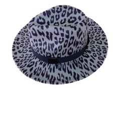 Women Men Stylish Leopard Print Jazz Fedora Hat Trilby Hat Hip Hop Flat Brim Cap