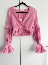Keepsake The Label Clarity Pink Surplice Ruffle Top Size XS 6 BNWT