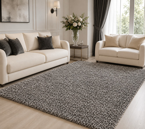 Charcoal grey shaggy - charcoal, rug