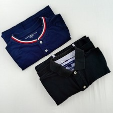 Tommy Hilfiger Men's Polo Shirt Black & Crew Neck T-shirt Navy (Chest 42)