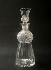 Fabulous Large Thistle Shape Cut Crystal Glass Decanter