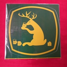 FUNNY....JOHN DEERE DECAL STICKER....DEER DRINKING BEER