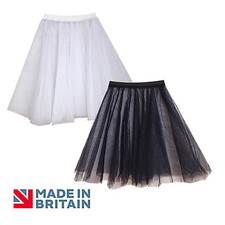 LADIES Underskirt Petticoat Bridesmaid Prom 3 Layers Dress BLACK and WHITE