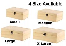 Wooden Natural Finish Keepsake Chest Storage Boxes With Hinged Lid/Locking Clasp