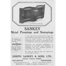 JOSEPH SANKEY & SONS Wellington Shropshire Vintage Engineering Advert 1924