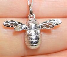 Silver Bee Pendant 925 Sterling Silver Bumble Bee Insect