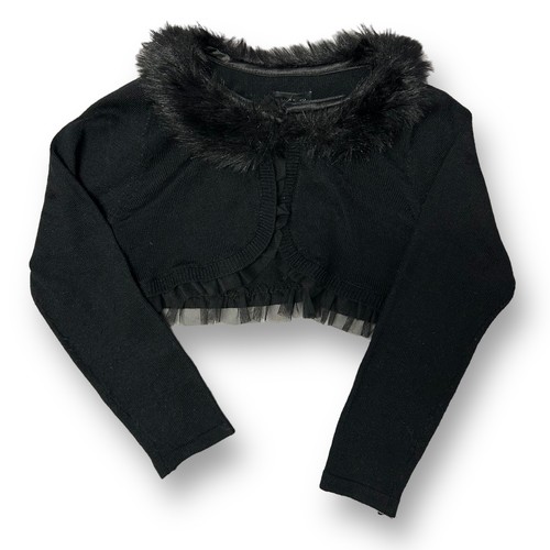 Girls black cardigan with fur - girls,