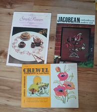 Vintage Embroidery Booklets Lynn Paulin Simply Flowers Jacobean Crafts 1970's
