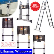 2.6M-5M Heavy Duty Multi-Purpose Stainless Steel Telescopic Ladder Extendable A+