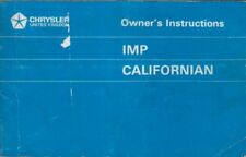 HILLMAN IMP CALIFORNIAN 1972 OWNERS HANDBOOK & SERVICING RECORD