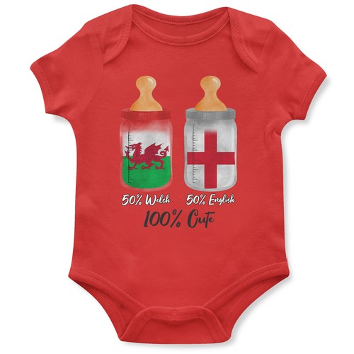 Welsh english cute babygrow - english,
