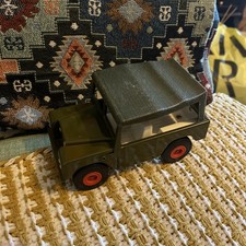 VINTAGE 1960 TRI-ANG Tin Plate Hiway Army Landrover With Canopy