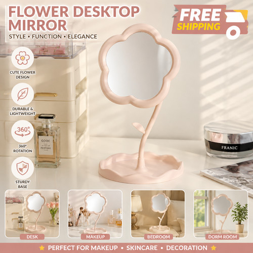 Flower shaped makeup mirror - flower,