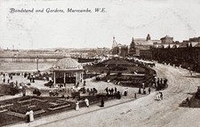 1920 Morecambe Bandstand & Gardens, Lancashire Vintage Postcard