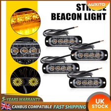 4x LED Recovery Strobe Flashing Grille Light Lightbar Truck Beacon Aluminum