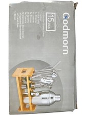 Godmorn- Jigger Strainer Bottle Opener Cocktail Shaker Maker Set Stand 15pcs Kit