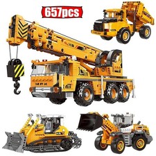 Diy Engineering Construction Vehicle Building Blocks Set Excavator, Crane, Truck
