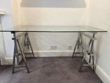 Neptune Manhattan Glass Chrome Desk Table