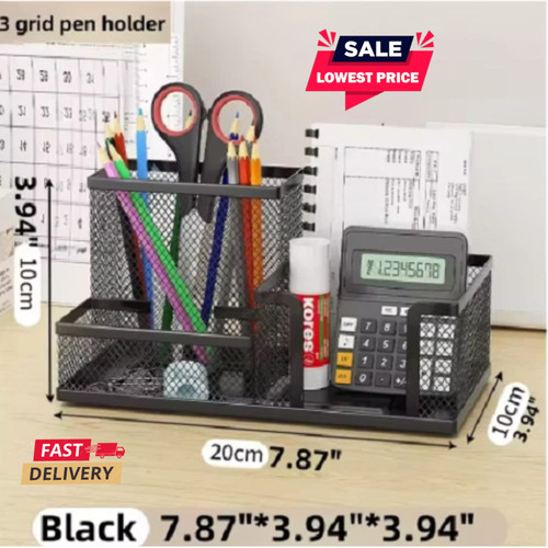 Metal mesh desk organiser - metal,