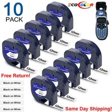 Dymo LetraTag Refill Black on White Plastic 91201 Label Tape 12mm for LT-100H