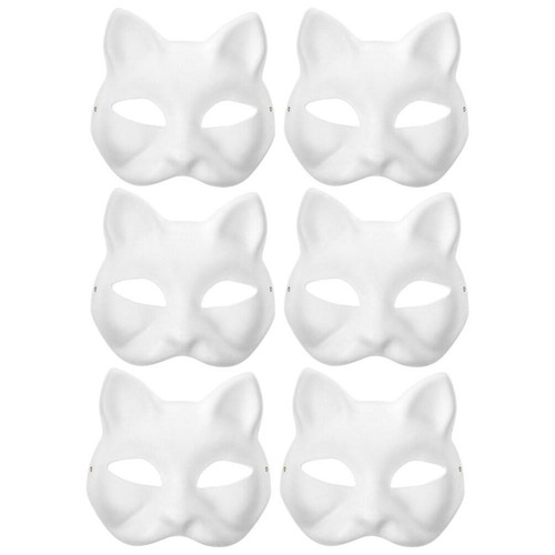 Cat mask 6pcs white - 6pcs,