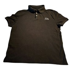 Mens Jaguar Black Polo T-Shirt  Short Sleeve Top Size UK Med Logo Collared Top