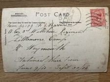 Vintage Postcard, WW1, Wiltshire Regiment, Pte Harris, Littlemoor Camp, 1918