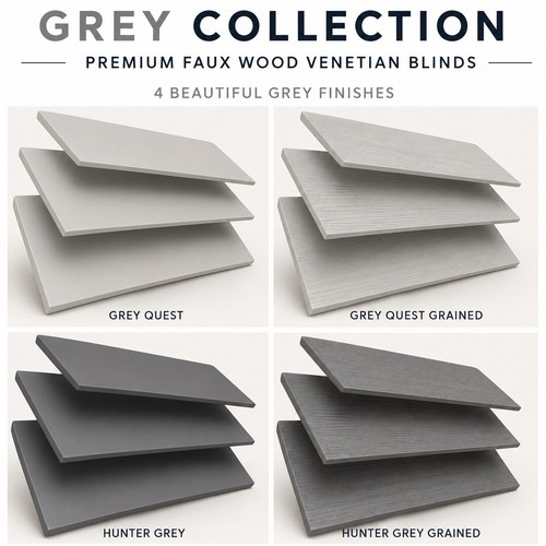 Grey faux wood - wood, blinds